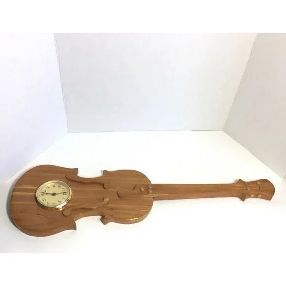 Wood Guitar Shape Wall Hanging Clock - Picture 10 of 12